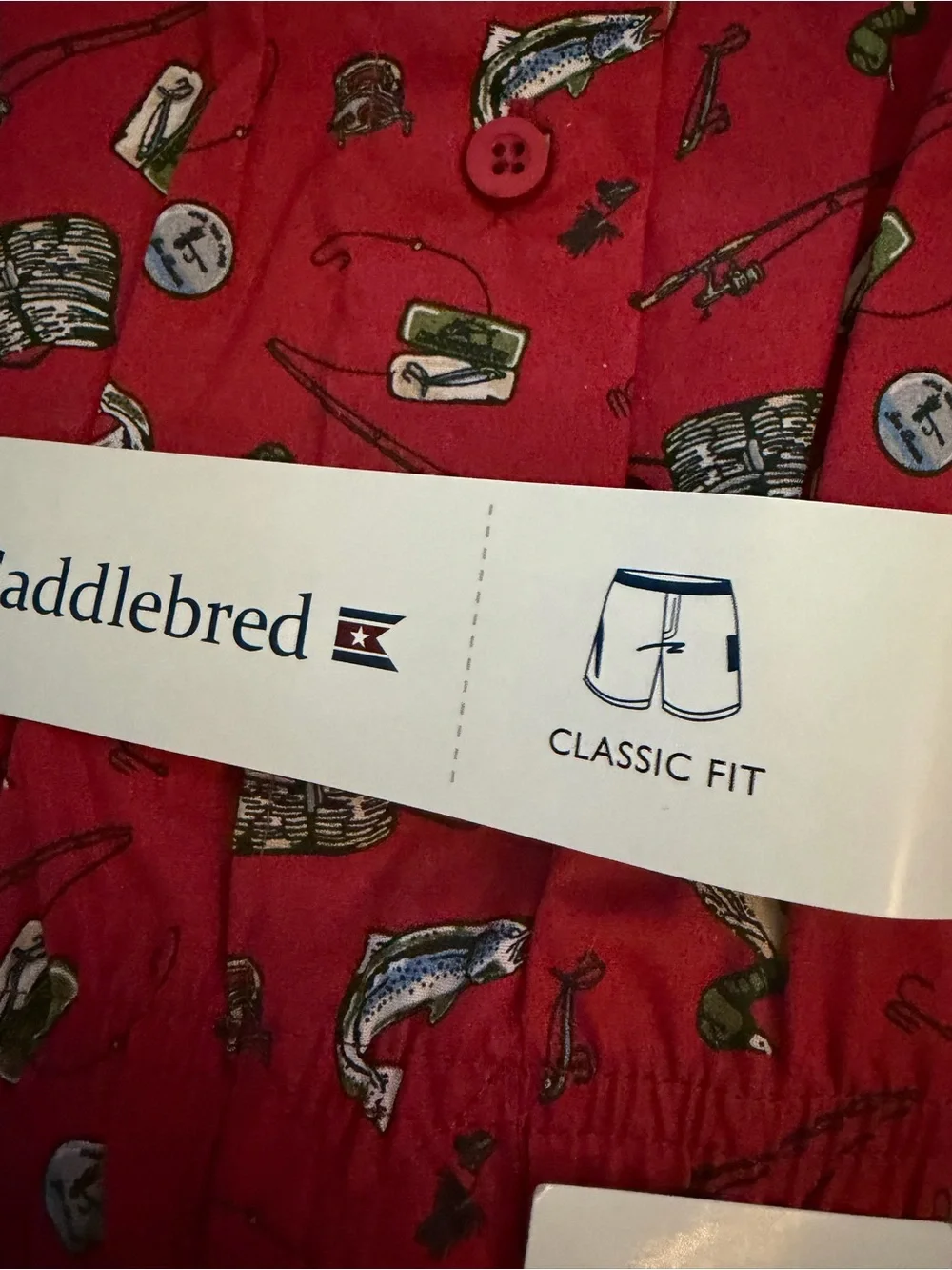 Saddlebred Kids Red Fishing-Print Pajama Pants with Plaid Mix